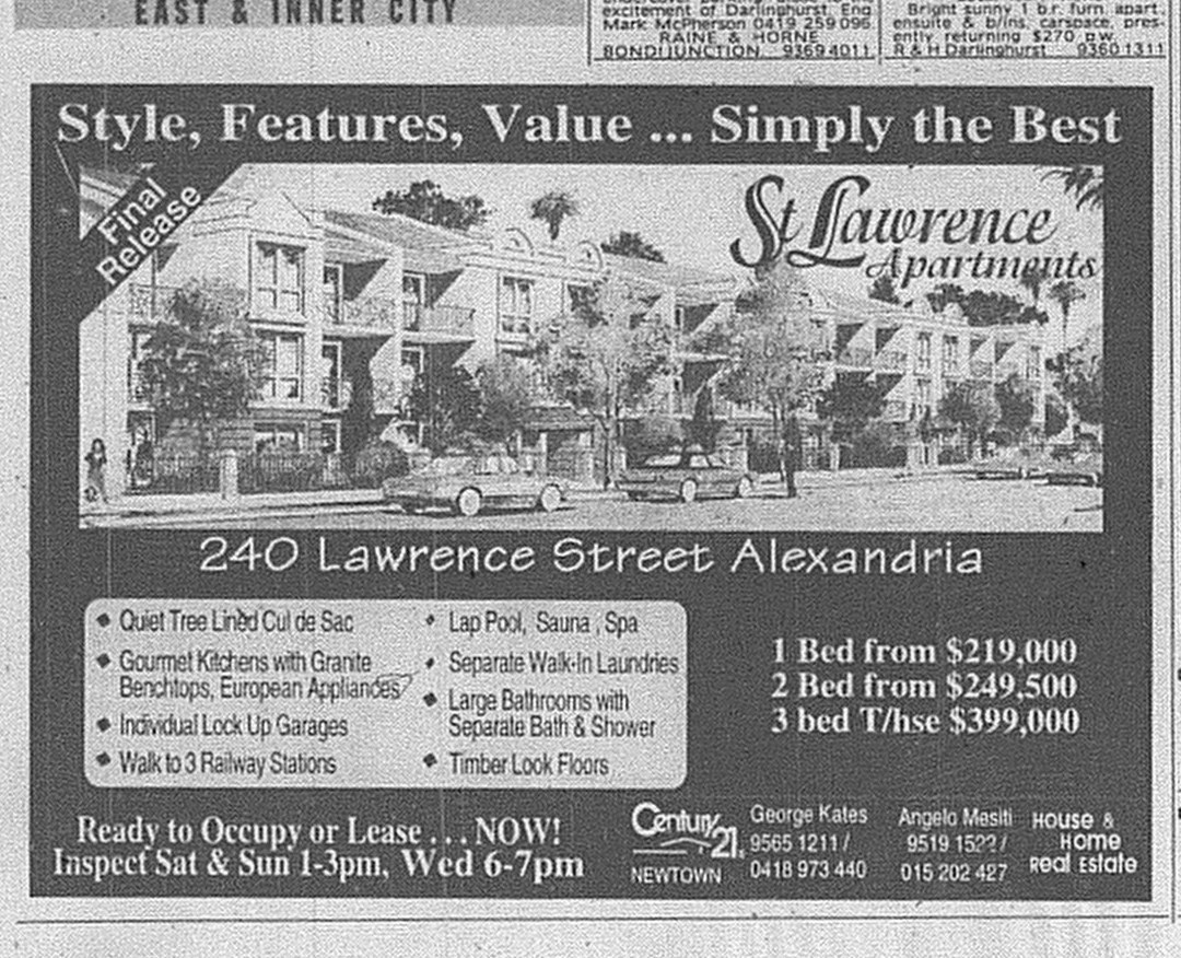 St Lawernce Alexandria SMH May 2 1998 23RE