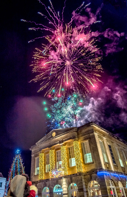 Fireworks at the 2016 Christmas Lights ceremony in Andover, Hampshire