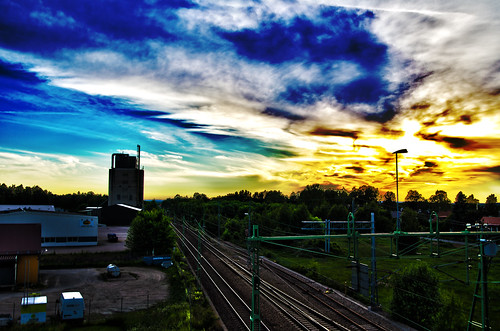 hdr solnedgång vårgårda järnväg