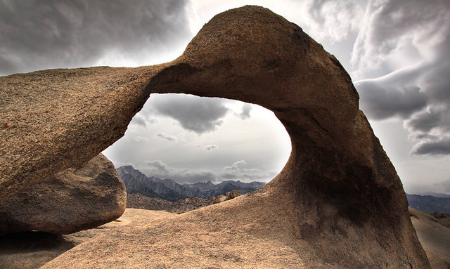 The sun breaks through on Mobius arch