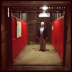 My new friend Dick Brown in his freight elevator
