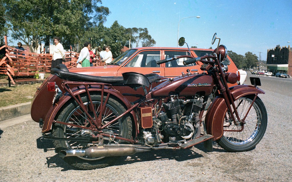 Harley Davidson motorcycle, Kurri Kurri, NSW, Australia, October 1979