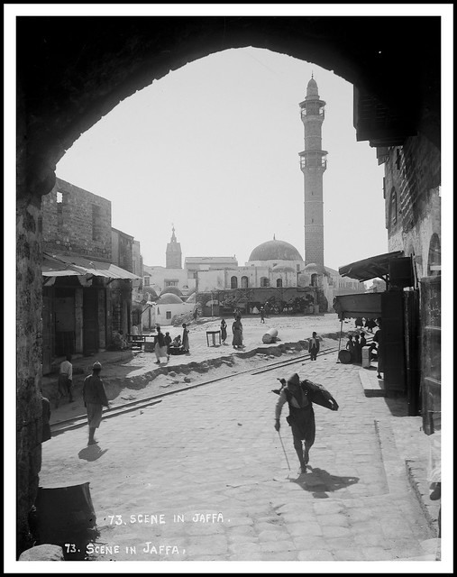 Jaffa Market Place ( note Light Railway Line ) , Palestine - circa 1900 to 1920
