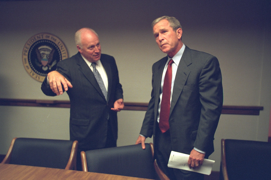 President Bush with Vice President Cheney in the President's Emergency Operations Center (PEOC)