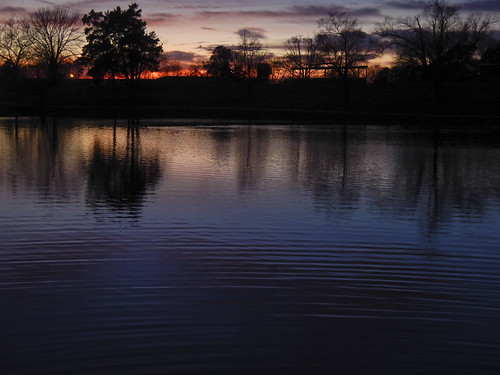 DSCN2126 by David J. Thomas, Ph.D., sunset hiking walking lyoncollege batesville arkansas bryanlake clouds trees color