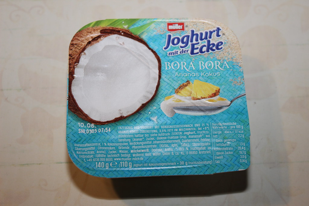 Müller Joghurt mit der Ecke Bora Bora Ananas Kokos - a photo on Flickriver