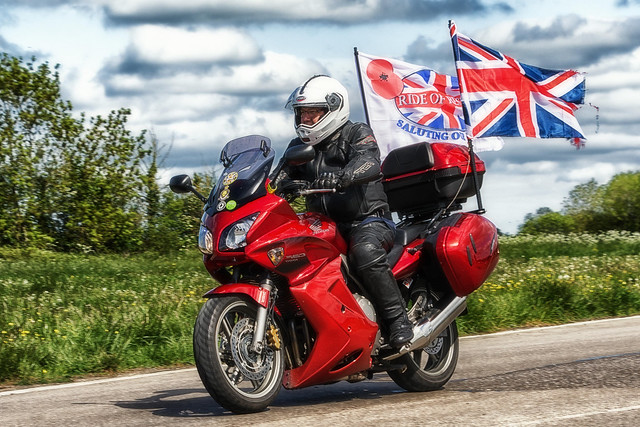 Biker and flags - Ride of Respect 2015