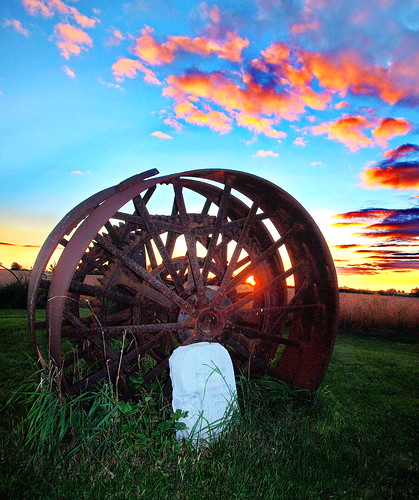 iron wheels steam engine eatoncounty michigan sunset