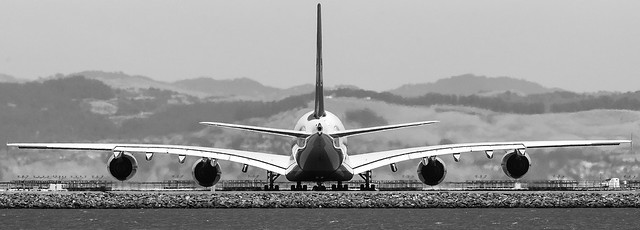 A380 preparing to depart SFO