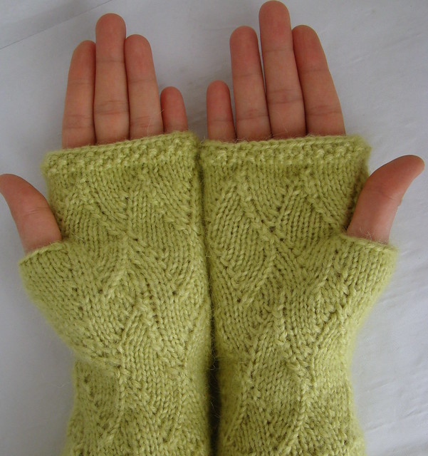 Pistachio Mohair Fingerless Gloves