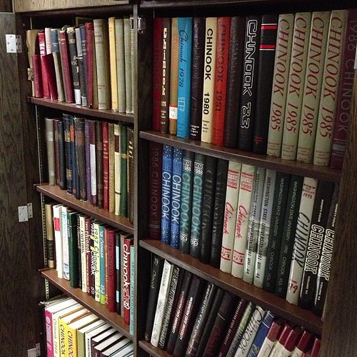.@WSUPullman Chinook yearbooks dating back to 1902 in the @WSUNews office #wsu #gocougs