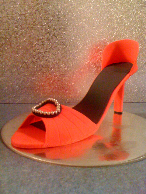 Red gumpaste shoe.