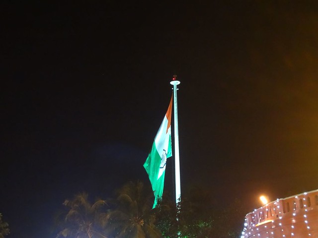 Indian National Flag and Illuminated Kanakakunnu Palace @ Onam Festival