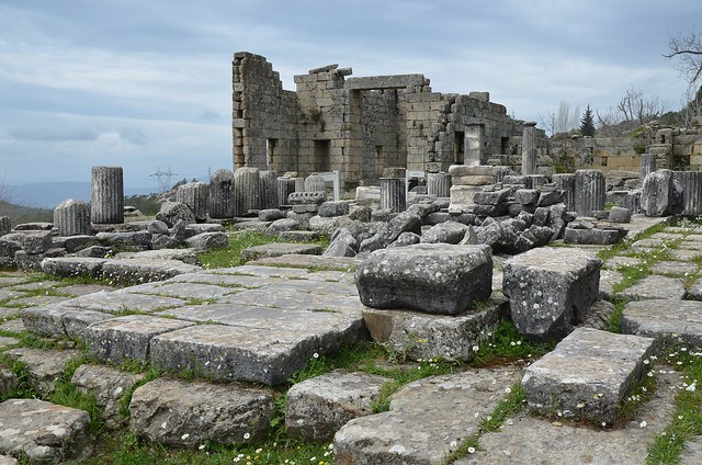 The Temple of Zeus built in the 4th century BC with the Andron A (banqueting hall) in the background, Labraunda, Caria, Turkey