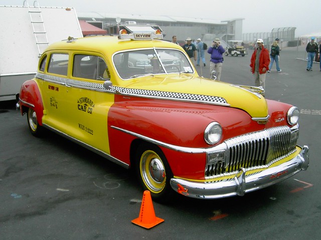 Old Photo Red/Yellow 1947 DeSoto Skyview Taxi 