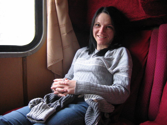 Irina on the Train to Brasov