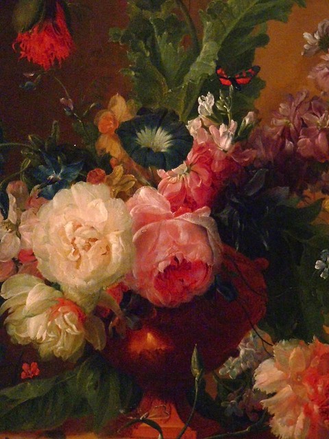 Flower Piece Detail by Jan Van Hysum The Netherlands 1740 Oil