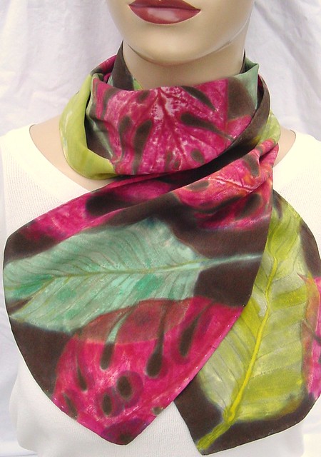 Split Leaf Philodrendron silk scarf