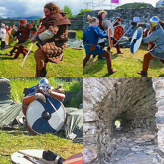 Showfight at Steinvikholmen castle #viking#stjørdalsbladet#stjørdal#skatval#steinvikholmen#Steinvikholmencastle#showfight#vikingshow#vikingfight#shield#sword#spear#window#hole#rest#charge#Norge#norway#juni#2015#vedhrar#vedrar#warrior#chainmail#gambeson#he