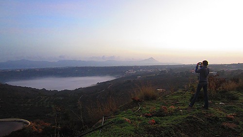 mist fog sunrise greece valley crete chania