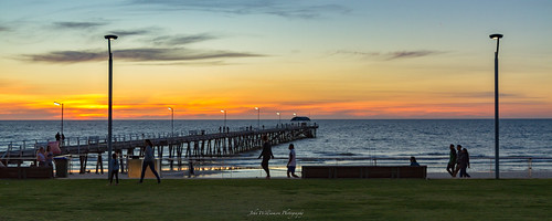 beach blue henleybeach jetty southauatralia sunset water louds orange southaustralia australia