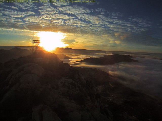 Lyons Peak sunrise, clouds and marine layer