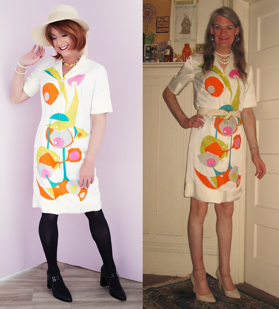 1960s Alfred Shaheen shirt front dress worn by Jaimie and Lila