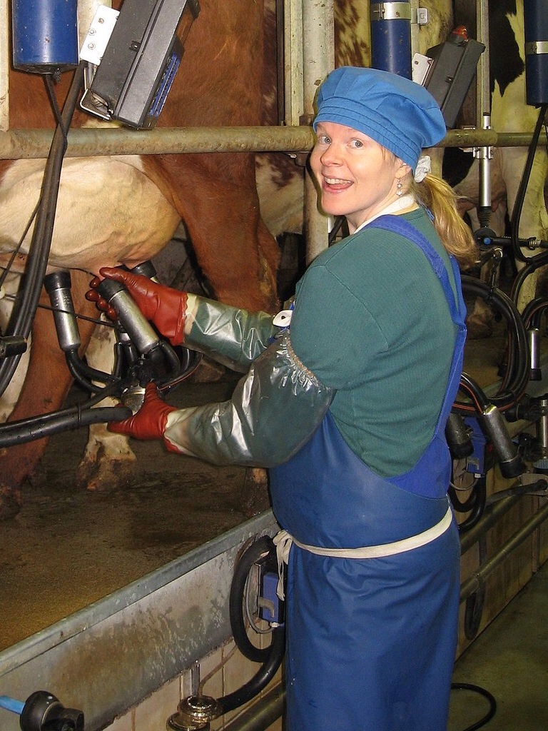 Farmgirl milking.