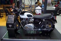 Triumph Bonneville T120 motorbike at the 33rd International Motor Expo at Impact Challenger Hall in Muang Thong Thani, Nonthaburi, Thailand