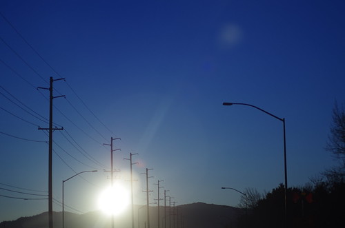 morning blue sunrise driving skies powerlines sooc justpentax