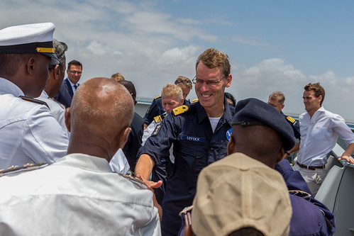 Meet and greet as EUCAP Nestor delegates, Maritime Police Unit and Somali Coast Guard were received on HNLMS Tromp