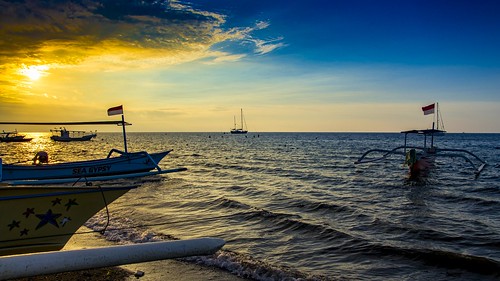 lovina beach boat sea fishing sunset