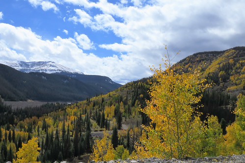 Winding Down, clouds colorado fall color leafpeeping autumn aspen sanluisvalley mountains fr250 riogrande nationalforest sanjuanmountains conejoscounty leaves conejosriver backroads highcountry road backroad dam platoro reservoir forestking unpaved riograndenationalforest