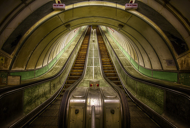 A dark escalator