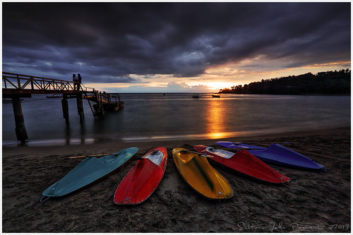 Senggigi's sunset #2 by Jokoleo, bridge blue sunset sky cloud sun tree beach port canoe silence serenity tropical tropic serene lonel