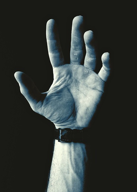 Hands of a Rock Climber (Cyanotype)