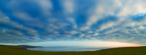 uk blue sunset red sea panorama green clouds fence landscape scotland orkney horizon meadow cliffs 180 oru mackarel westray 2013 bisgeos