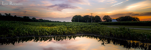 sunset lake reflection field grass clouds barn rural sunrise puddle corn farm country il crop geneseo 61254 levirockwell