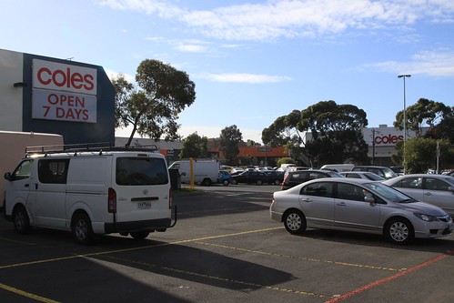 Two Coles supermarkets next door to each other in Coburg, Victoria