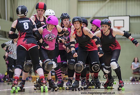 Dr Carnage Battles Through - Dundee Roller Girls versus Swansea City Slayers - Bout Day - DISC Dundee Scotland