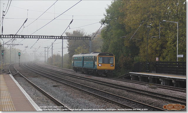 Arriva Trains Wales 142073 works 5Z42 north through Huntingdon, October 31st 2016 a