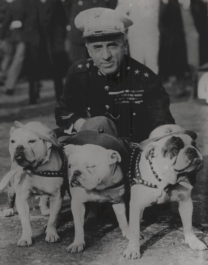 Smedley Butler with Bulldogs, 1930 | Smedley Butler poses wi… | Flickr