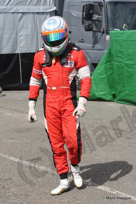 Narain Karthikeyan in the paddock during the Auto GP event at Donington Park