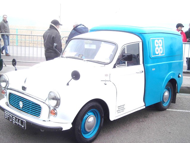 Dudley Co-op Bakery Austin Minor van (B33) new in 1971, now preserved and at Brighton HCVC Run (May12)