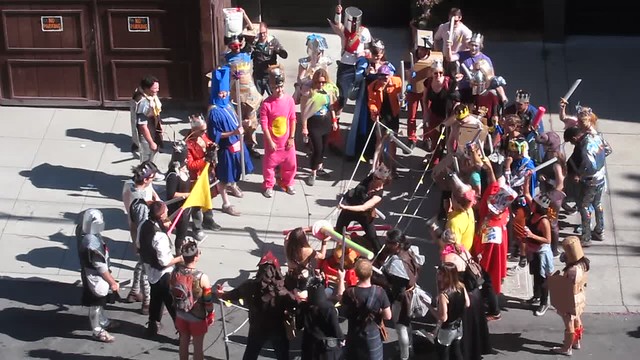 Lost Bay to Breakers Dungeons and Dragons Contingent Stages Fake Swordfight in Front of My House