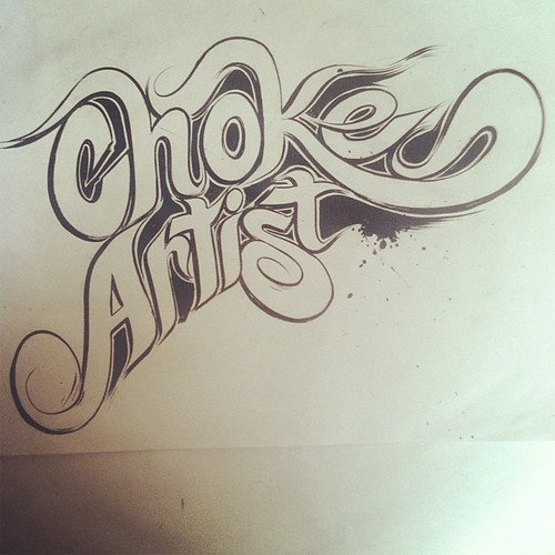 Hand painted letters..  #jiujitsu #choke #mma #judo #grappling #wrestle #martialarts #competition #tees #tshirts #illustration #ink #brush #acrylic #paint #painting #letters #lettering #portland #portlandbjj #portlandjudo | by Charliealankraft