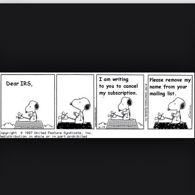 Letter from Snoopy to the IRS. #IRS #govt #Snoopy #cartoon #funny #real #realtalk #daddyshangout