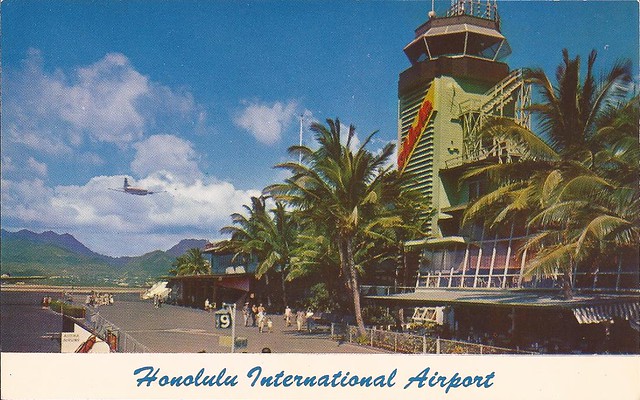 Honolulu International Airport (HNL) postcard - 1950's