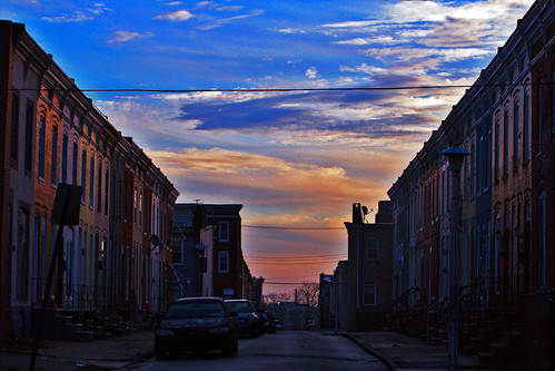 morning sunrise baltimore rowhouses westbaltimore mondawmin 121912