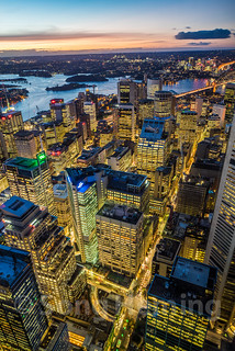 Aerial view of Sydney  at night